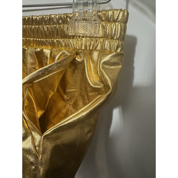 SweatyRocks Hot Pants Shorts Pockets Elastic Waist Shiny Metallic Gold Large - Picture 5 of 12